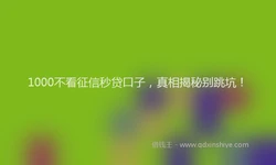 1000不看征信秒贷口子，真相揭秘别跳坑！
