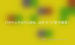 17岁什么平台可以借钱，这些“坑”与“路”先看清！
