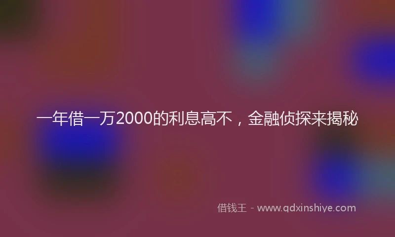 一年借一万2000的利息高不，金融侦探来揭秘