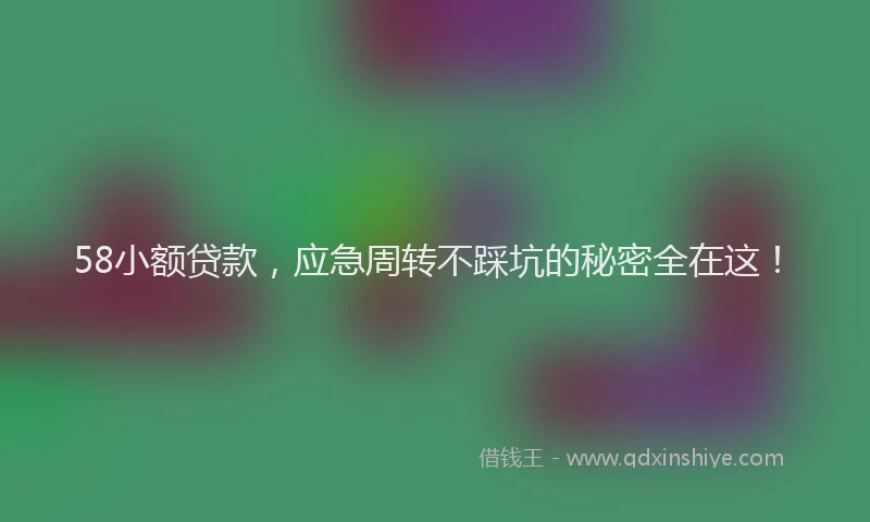 58小额贷款，应急周转不踩坑的秘密全在这！