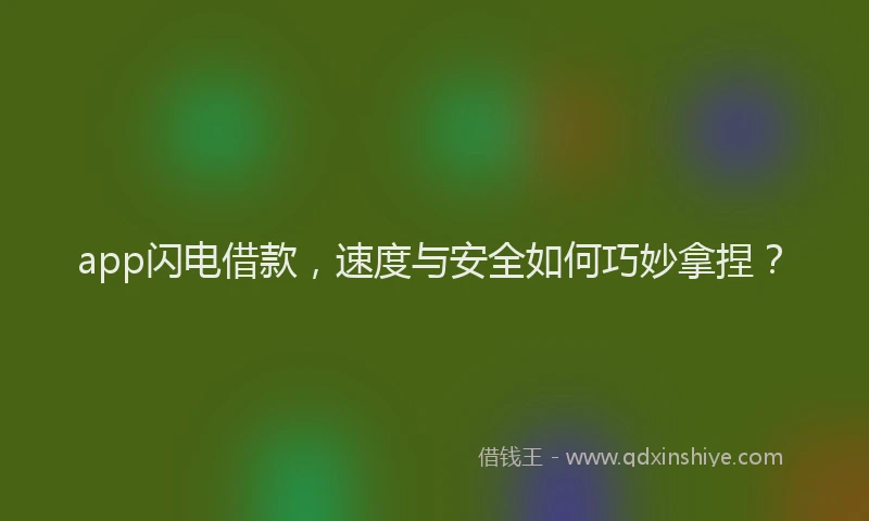 app闪电借款，速度与安全如何巧妙拿捏？