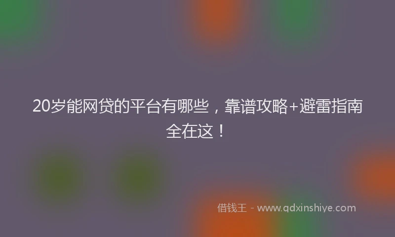 20岁能网贷的平台有哪些，靠谱攻略+避雷指南全在这！