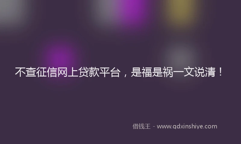 不查征信网上贷款平台，是福是祸一文说清！