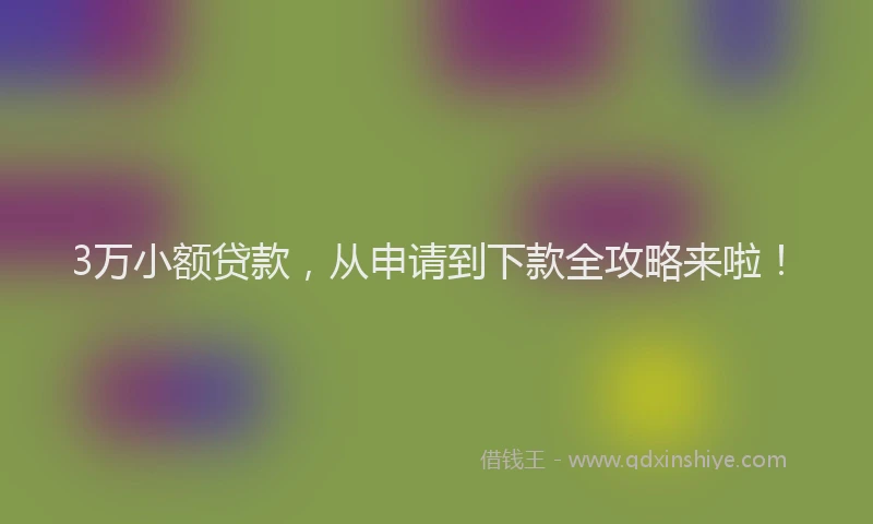 3万小额贷款，从申请到下款全攻略来啦！