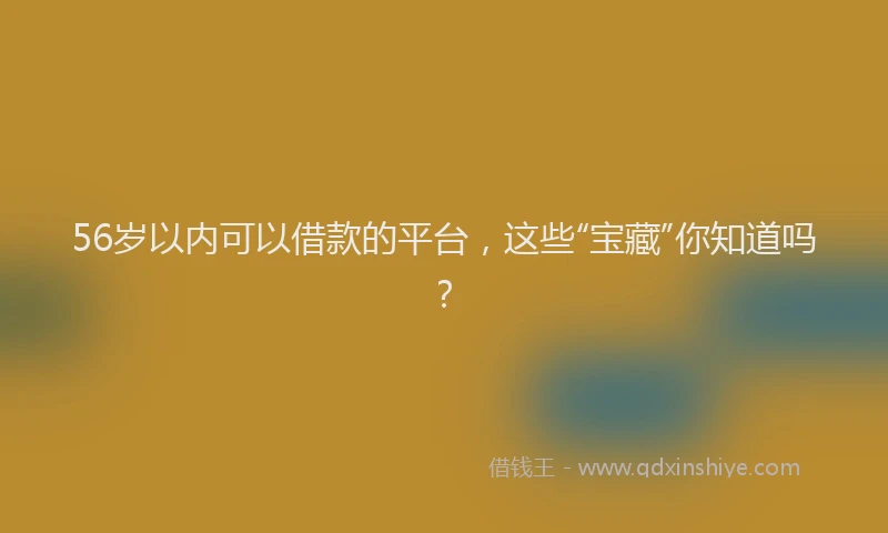 56岁以内可以借款的平台，这些“宝藏”你知道吗？