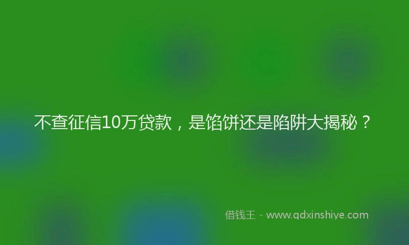 不查征信10万贷款，是馅饼还是陷阱大揭秘？