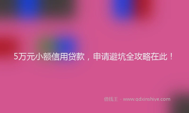 5万元小额信用贷款，申请避坑全攻略在此！