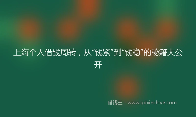 上海个人借钱周转，从“钱紧”到“钱稳”的秘籍大公开