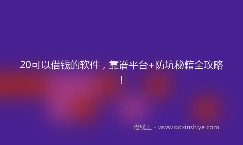 20可以借钱的软件，靠谱平台+防坑秘籍全攻略！