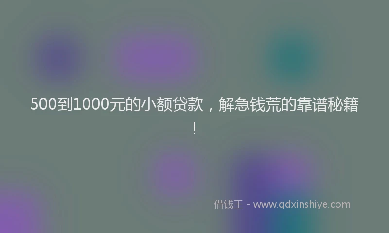 500到1000元的小额贷款，解急钱荒的靠谱秘籍！