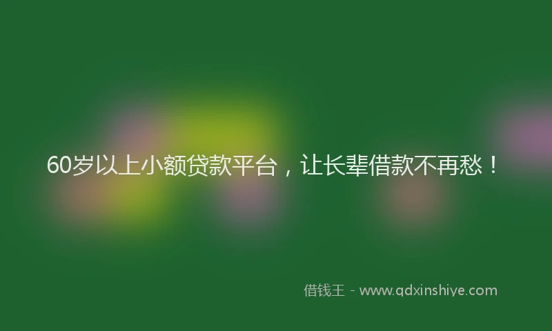 60岁以上小额贷款平台，让长辈借款不再愁！
