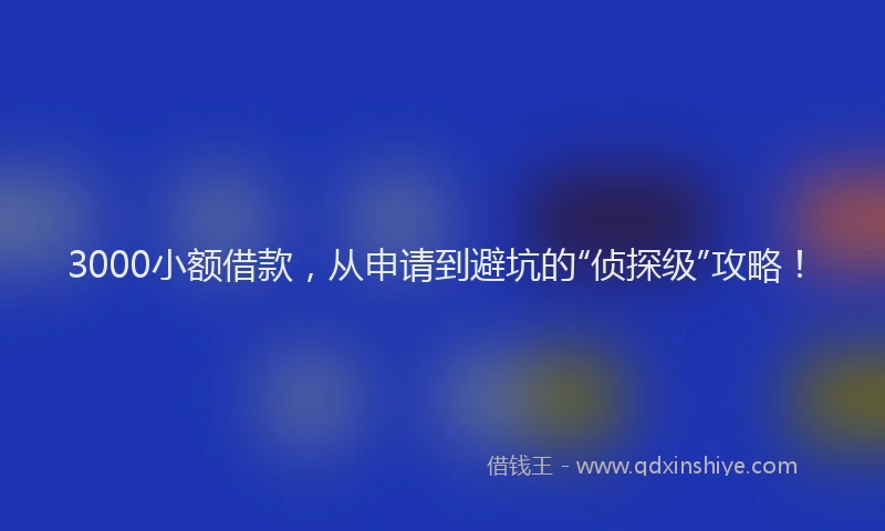 3000小额借款，从申请到避坑的“侦探级”攻略！