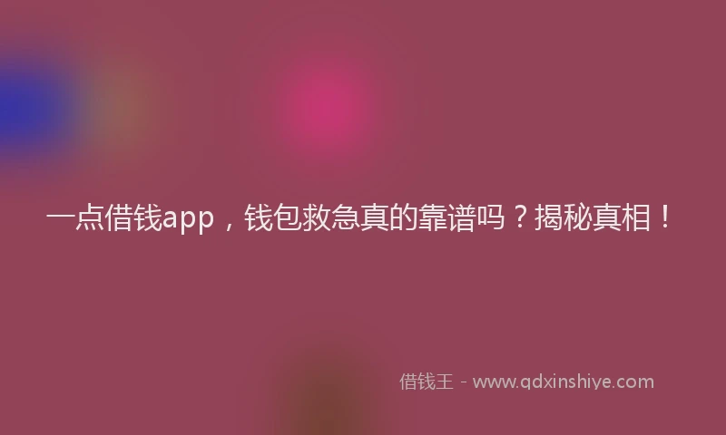 一点借钱app，钱包救急真的靠谱吗？揭秘真相！