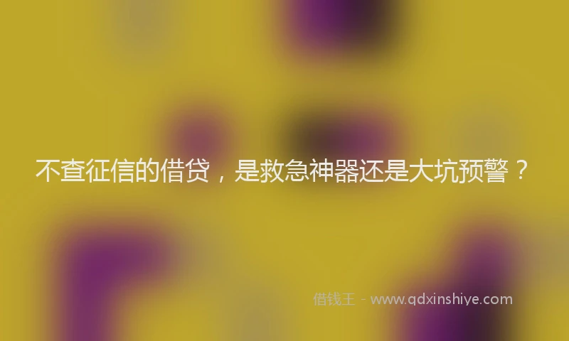 不查征信的借贷，是救急神器还是大坑预警？