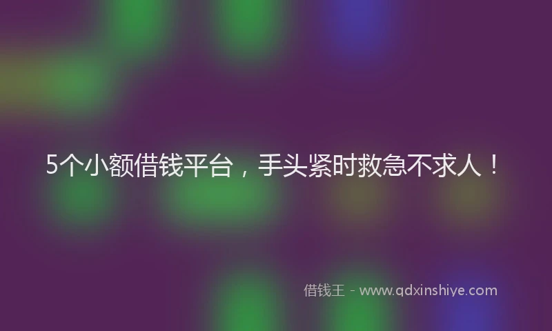 5个小额借钱平台，手头紧时救急不求人！