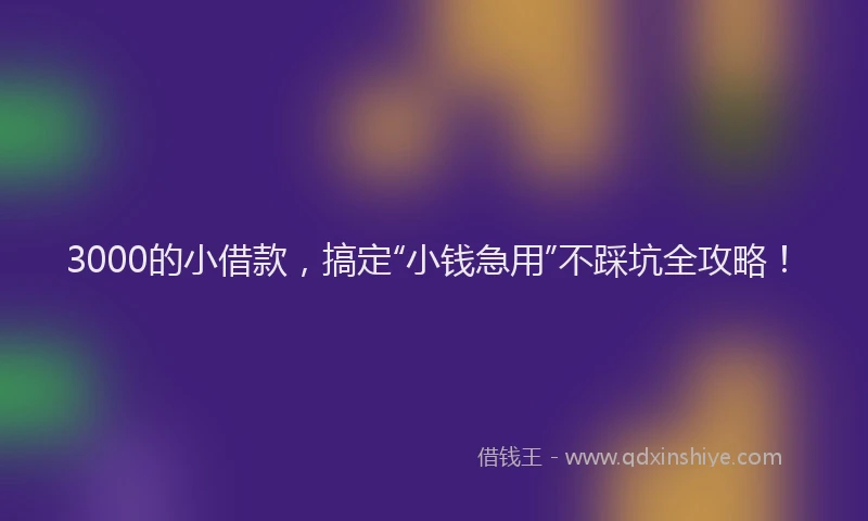 3000的小借款，搞定“小钱急用”不踩坑全攻略！