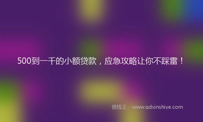 500到一千的小额贷款，应急攻略让你不踩雷！