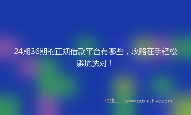 24期36期的正规借款平台有哪些，攻略在手轻松避坑选对！