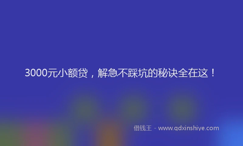 3000元小额贷，解急不踩坑的秘诀全在这！