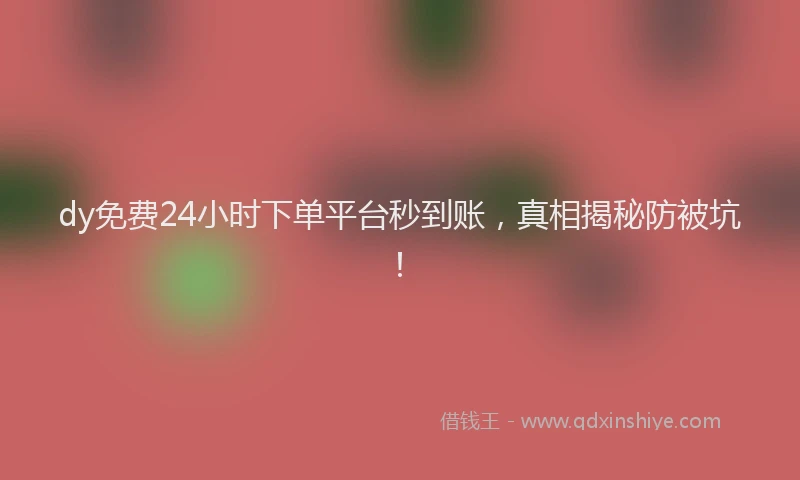 dy免费24小时下单平台秒到账，真相揭秘防被坑！