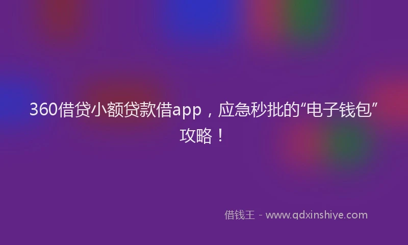 360借贷小额贷款借app，应急秒批的“电子钱包”攻略！