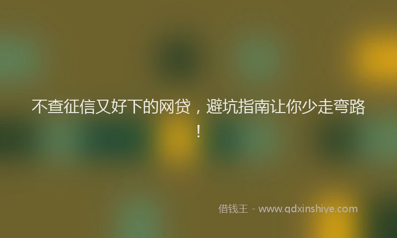 不查征信又好下的网贷，避坑指南让你少走弯路！