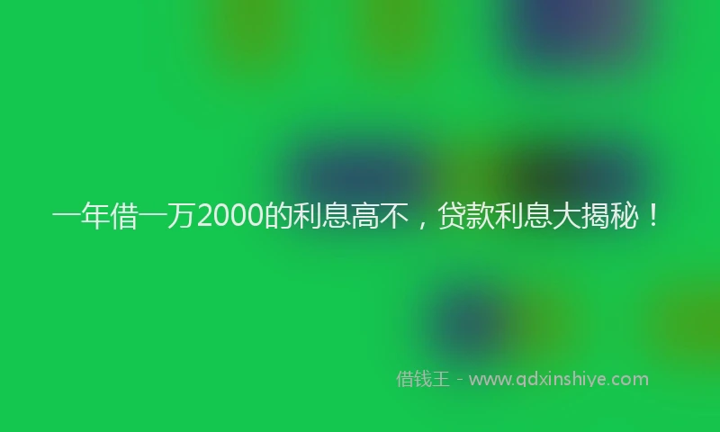 一年借一万2000的利息高不，贷款利息大揭秘！