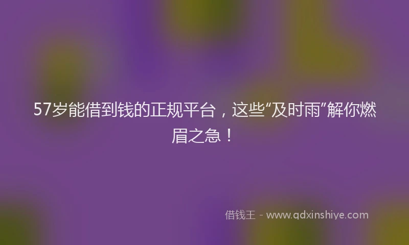 57岁能借到钱的正规平台，这些“及时雨”解你燃眉之急！