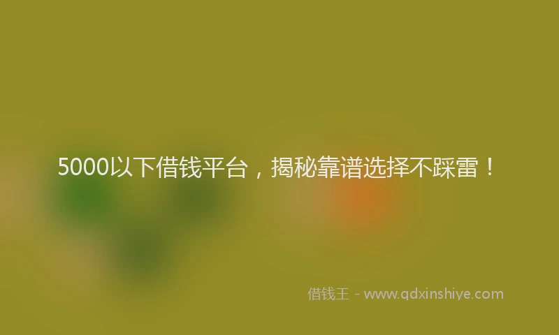 5000以下借钱平台，揭秘靠谱选择不踩雷！