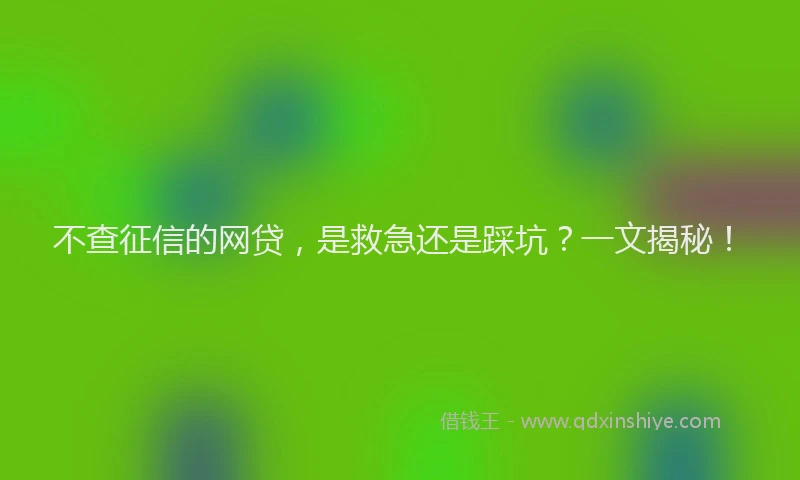 不查征信的网贷，是救急还是踩坑？一文揭秘！