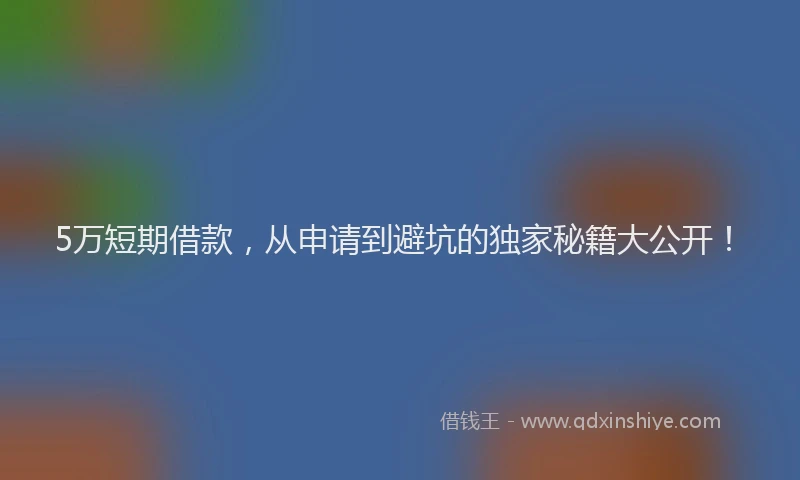 5万短期借款，从申请到避坑的独家秘籍大公开！