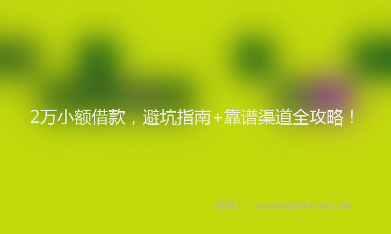 2万小额借款，避坑指南+靠谱渠道全攻略！