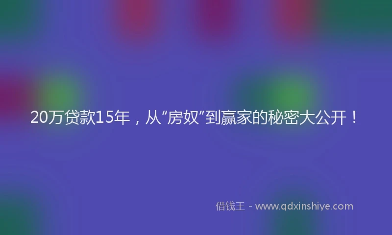 20万贷款15年,从“房奴”到赢家的秘密大公开!