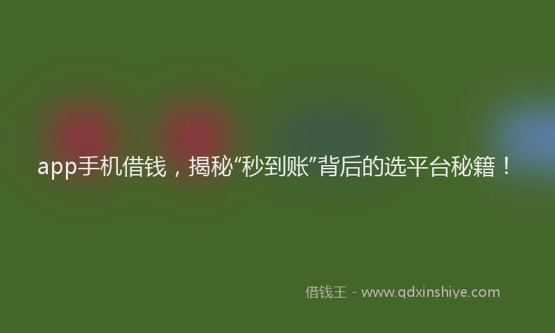 app手机借钱，揭秘“秒到账”背后的选平台秘籍！