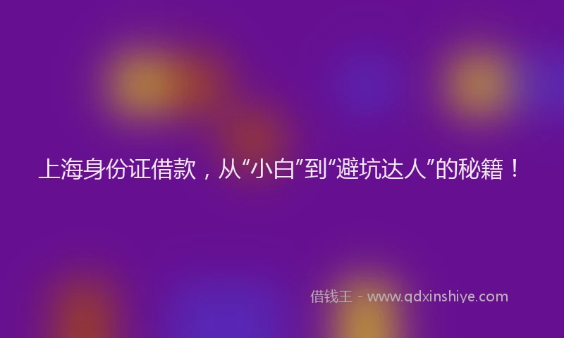 上海身份证借款，从“小白”到“避坑达人”的秘籍！