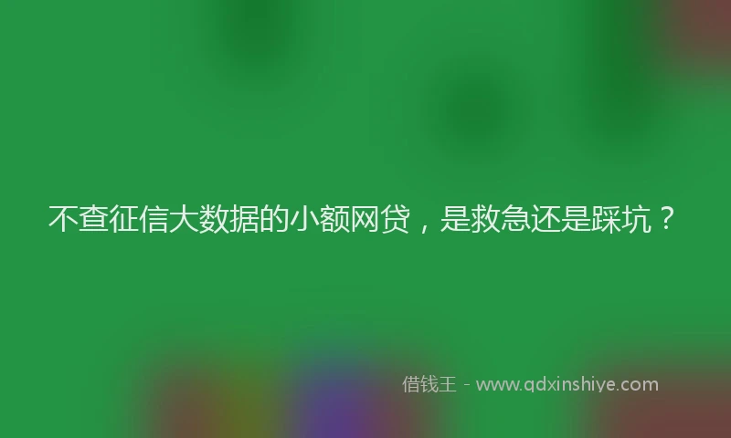 不查征信大数据的小额网贷，是救急还是踩坑？