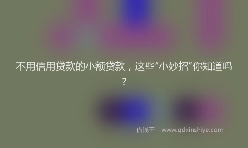 不用信用贷款的小额贷款，这些“小妙招”你知道吗？