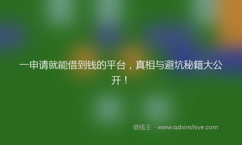 一申请就能借到钱的平台，真相与避坑秘籍大公开！