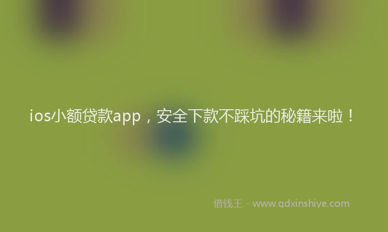 ios小额贷款app，安全下款不踩坑的秘籍来啦！