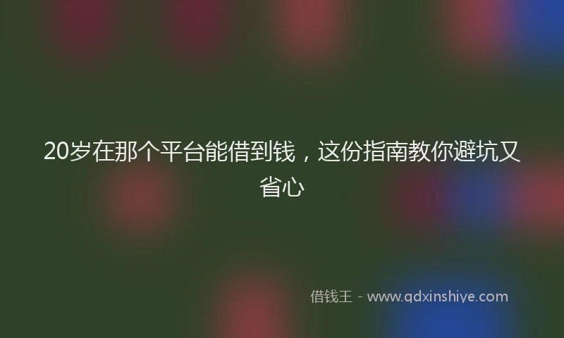 20岁在那个平台能借到钱，这份指南教你避坑又省心