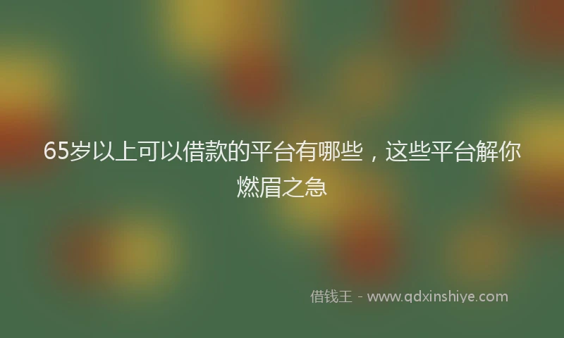 65岁以上可以借款的平台有哪些，这些平台解你燃眉之急