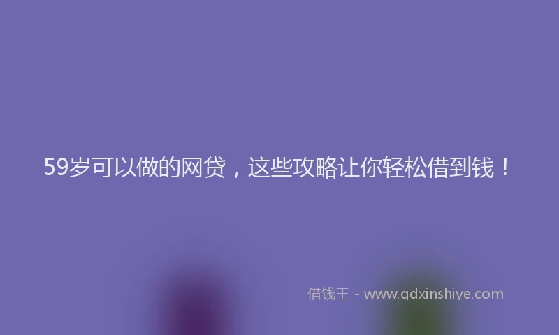 59岁可以做的网贷，这些攻略让你轻松借到钱！