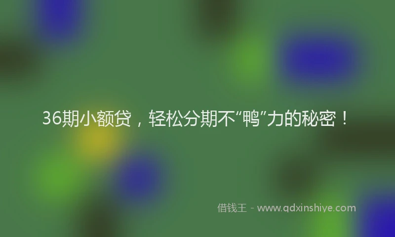 36期小额贷，轻松分期不“鸭”力的秘密！