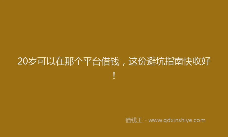 20岁可以在那个平台借钱，这份避坑指南快收好！