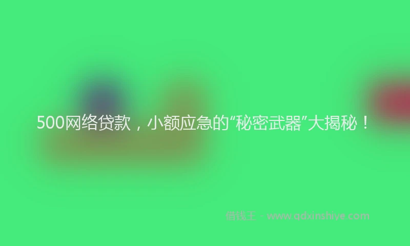 500网络贷款，小额应急的“秘密武器”大揭秘！