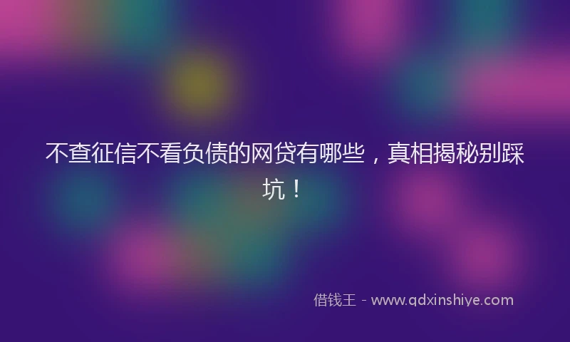 不查征信不看负债的网贷有哪些，真相揭秘别踩坑！