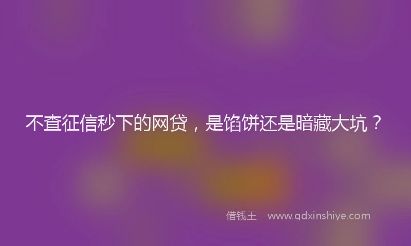 不查征信秒下的网贷，是馅饼还是暗藏大坑？