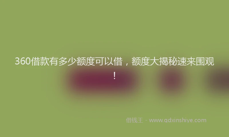 360借款有多少额度可以借，额度大揭秘速来围观！