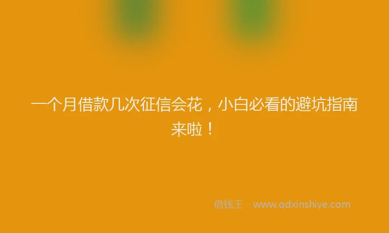 一个月借款几次征信会花，小白必看的避坑指南来啦！