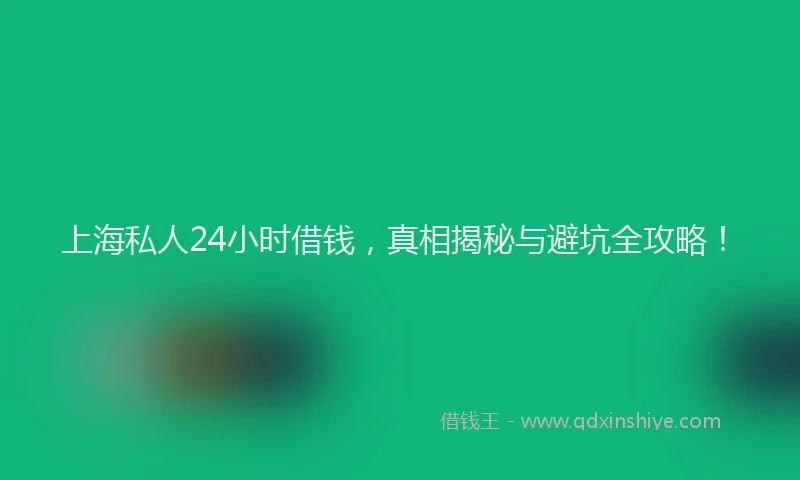 上海私人24小时借钱，真相揭秘与避坑全攻略！